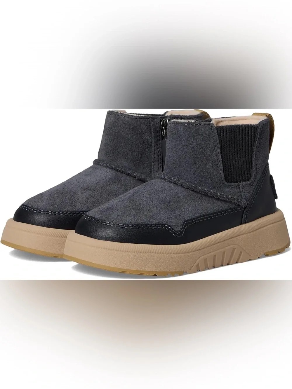 UGG Kids Charcoal Gray and Tan Ankle Booties
